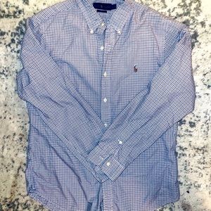Men’s Ralph Lauren polo button down blue and white large shirt Slim Fit